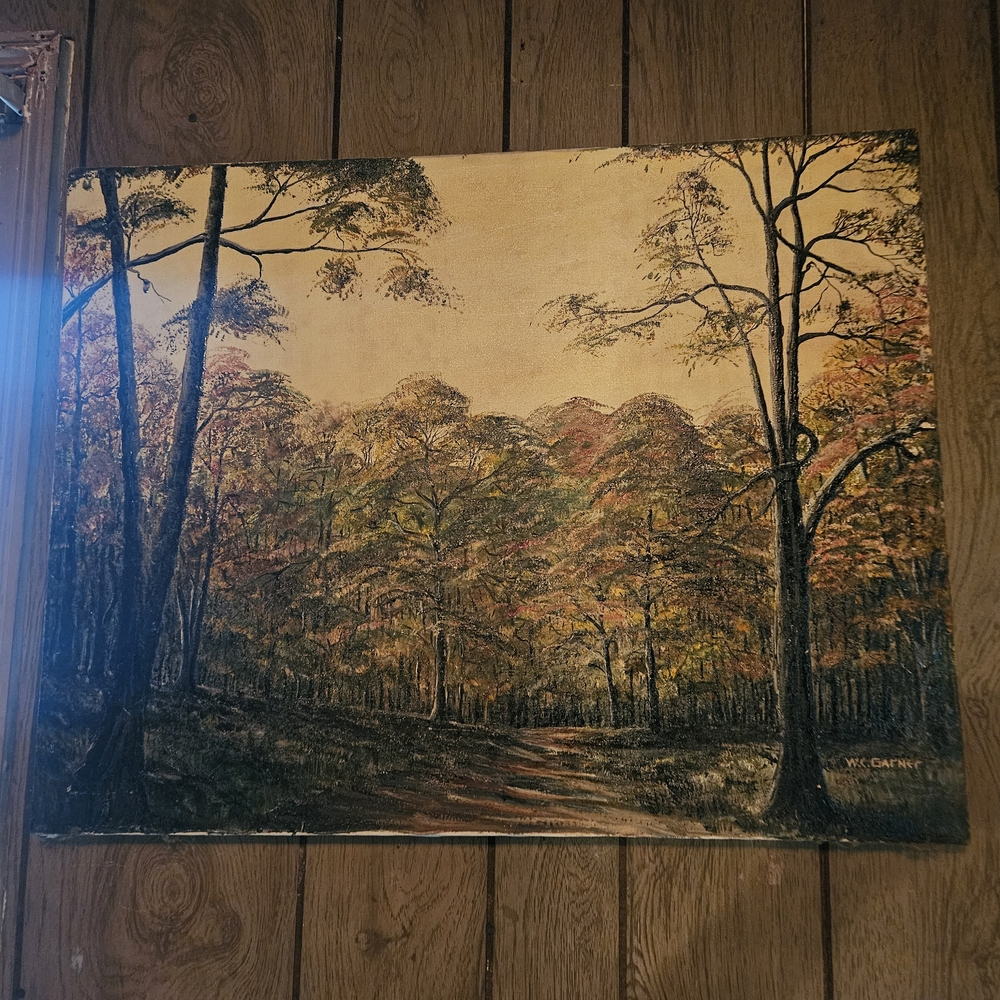 Vintage Forest Landscape Painting